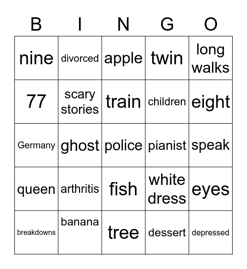 Clara Schumann Bingo Card