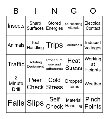 Safety Bingo! Bingo Card