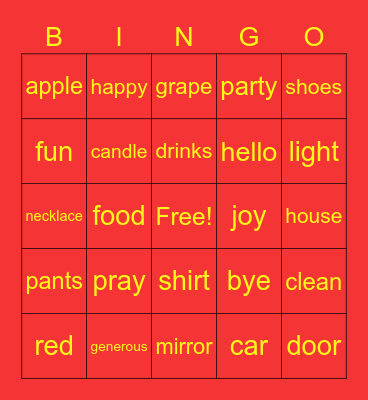 Lunar New Year Bingo Card