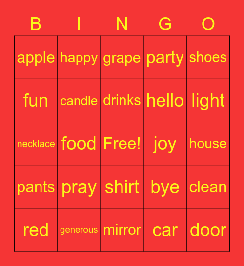 Lunar New Year Bingo Card