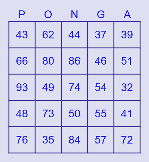 La Lotería - Los Números 31-100 Bingo Card