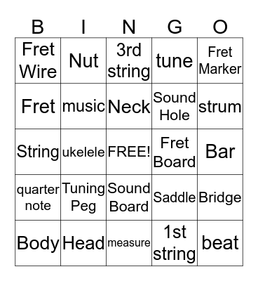 Ukelele Bingo! Bingo Card