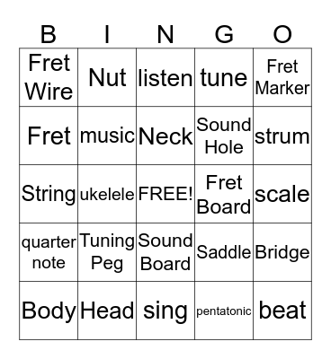 Ukelele Bingo! Bingo Card