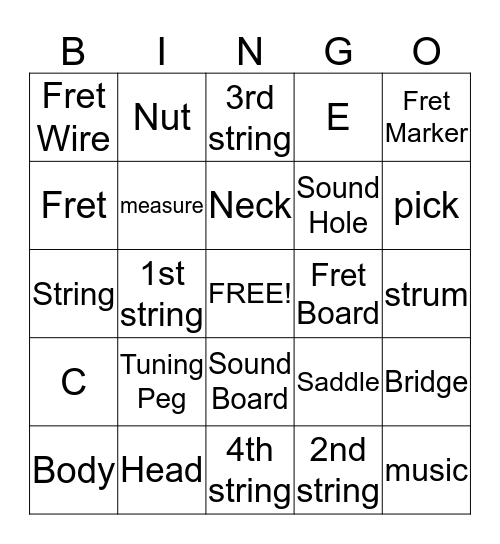 Ukelele Bingo! Bingo Card