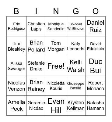 Staff Meeting Bingo Card