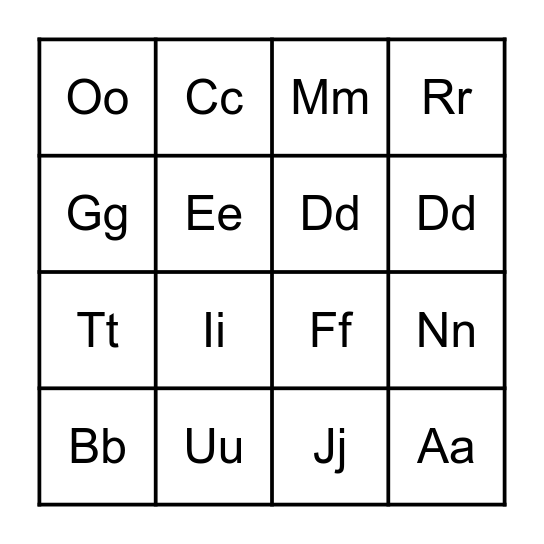 ABC Bingo Card