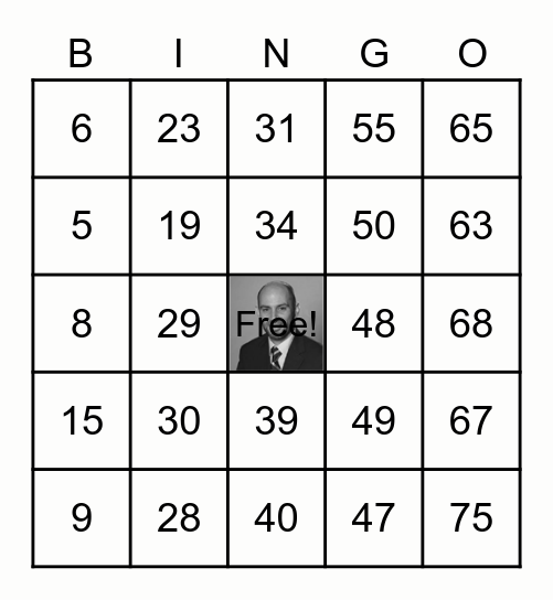 Traditional Bingo Card