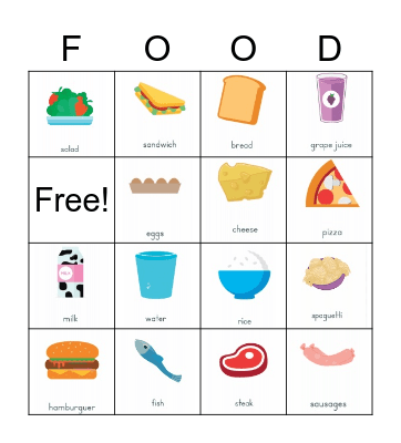 Food Bingo Card