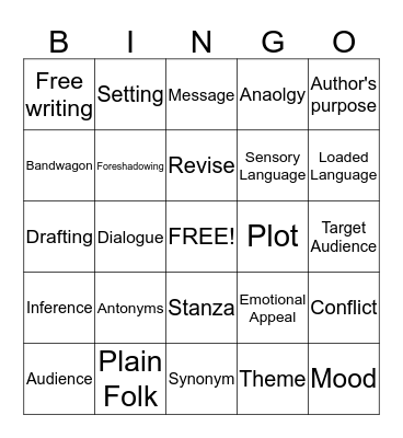 Semester End Review Bingo Card