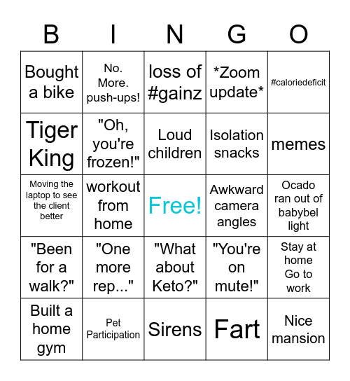 Virtual PT Bingo Card