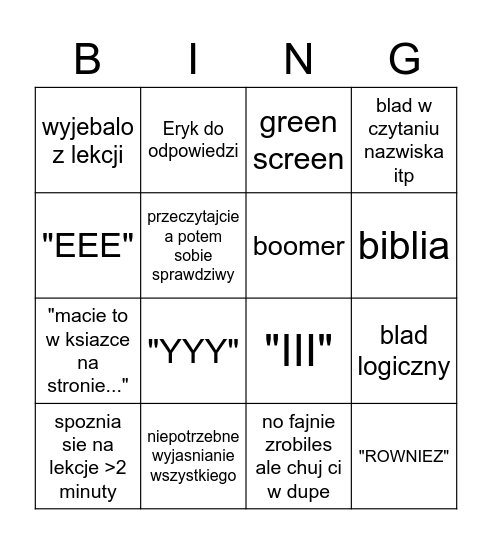 FĄFARA Bingo Card
