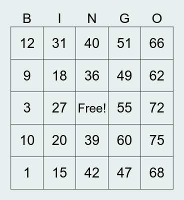 carmax bingo Card