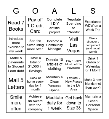 2021 Goals Bingo Card