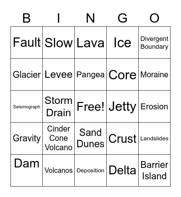 Earth Science Bingo Card