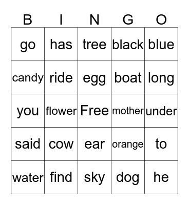 Edmark 29- 52 Bingo Card