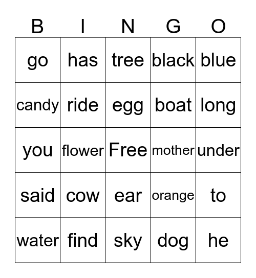 Edmark 29- 52 Bingo Card