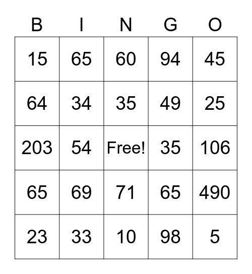 Classic Bingo Card