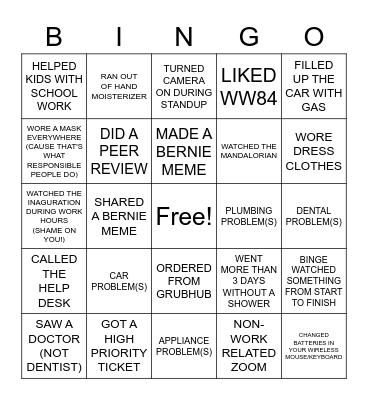 2021 BINGO Card