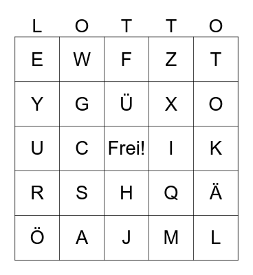 Das Deutsche Alphabet Bingo Card