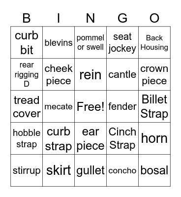 Western Tack & Equipment Bingo Card