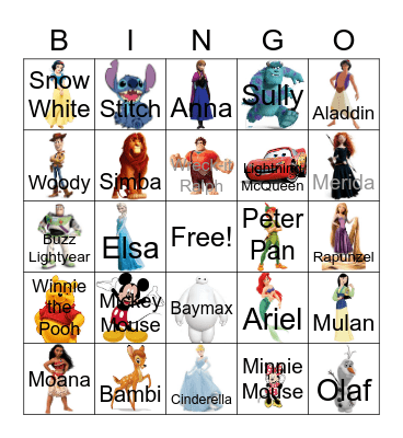 Disney Bingo Card