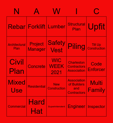 WIC Week 2021 Bingo Card
