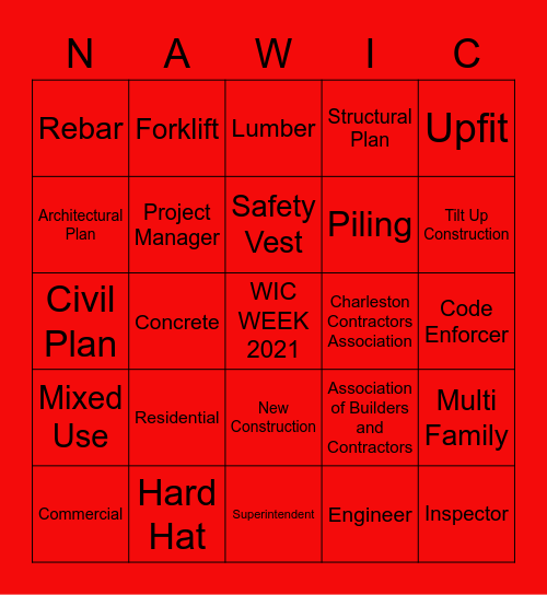 WIC Week 2021 Bingo Card