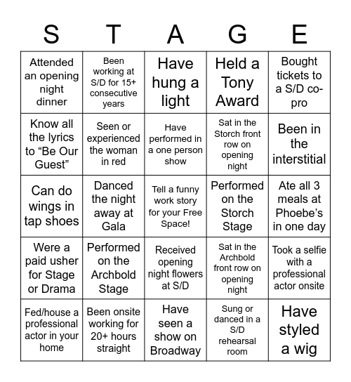 Stage - Drama Bingo Card
