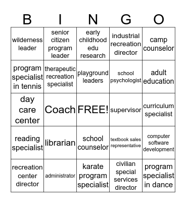 Alternative Teaching Jobs Bingo Card