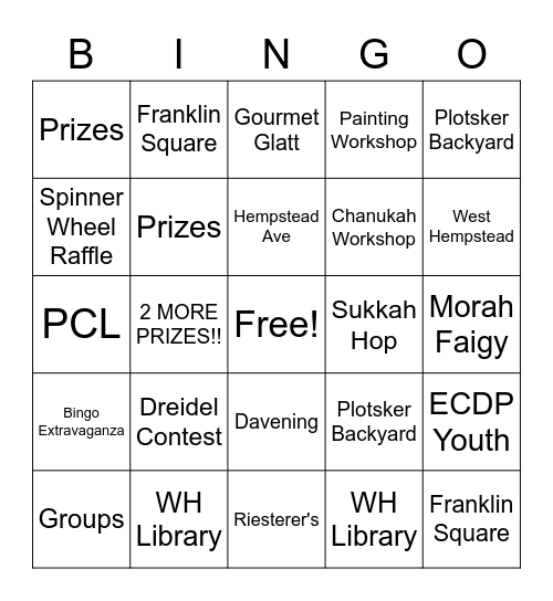 ECDP Youth Bingo Extravaganza!! Bingo Card