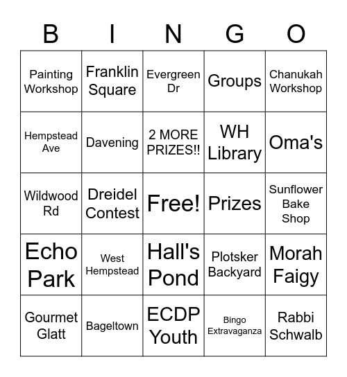 ECDP Youth Bingo Extravaganza!! Bingo Card