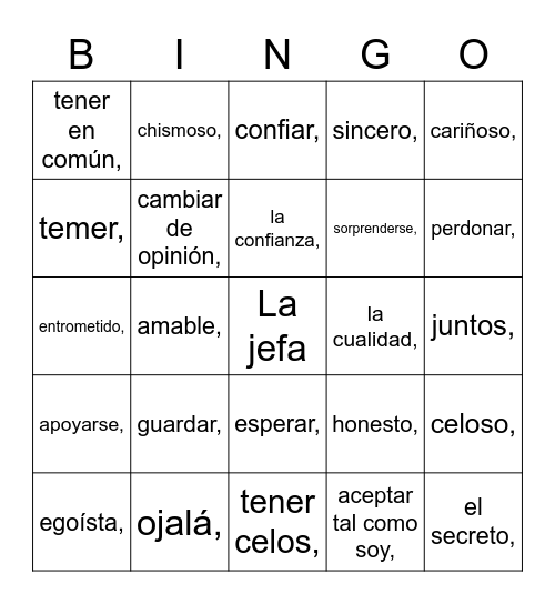 SP4 4.1 Bingo Card