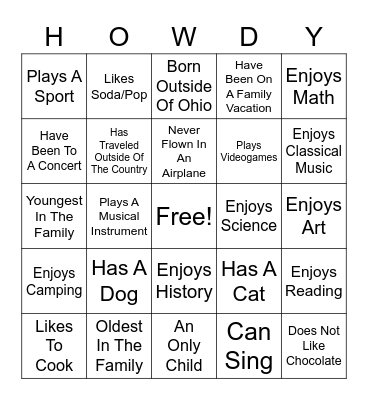 Getting To Know You: Through Bingo Card