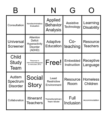 Ch.16 Children with Diverse Needs Bingo Card