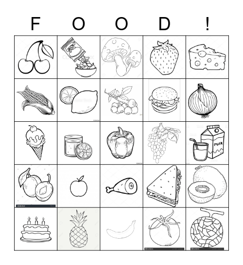 FOOD BINGO Card