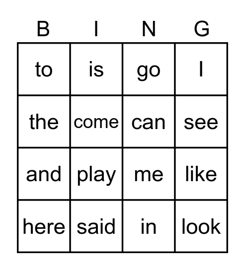 I can read - Bingo! Bingo Card