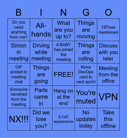 Structure Team Bingo Card