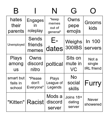 Discord User Bingo Card