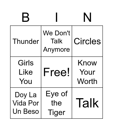 E BINGO Card