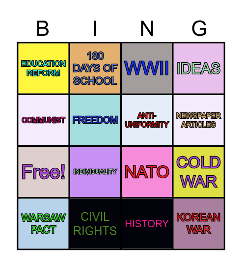 HISTORICAL CONTEXT BING Bingo Card