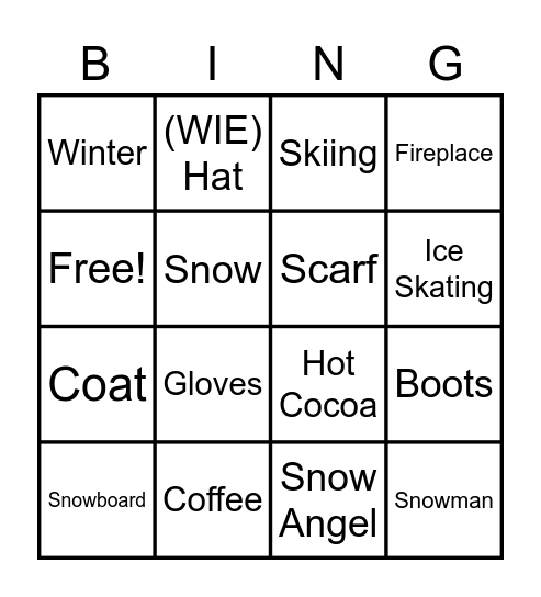 WIE Bingo! Bingo Card