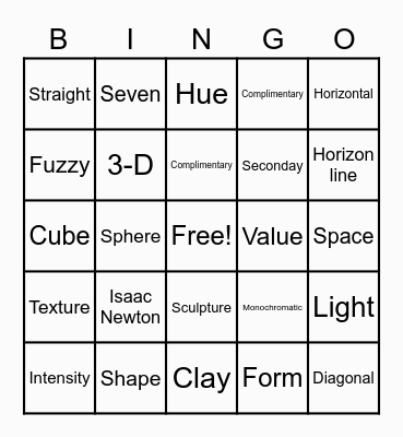 Elements of Art Bingo Card