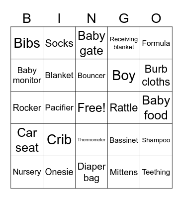 Baby Bingo Card