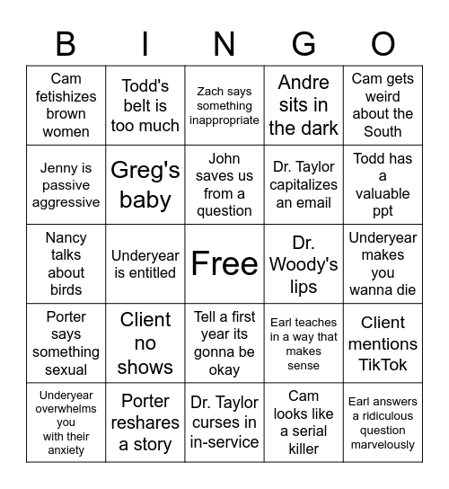 The Last Round Bingo Card