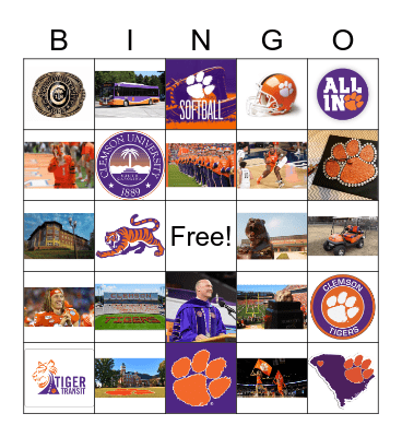 Clemson Bingo Card