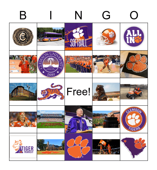 Clemson Bingo Card