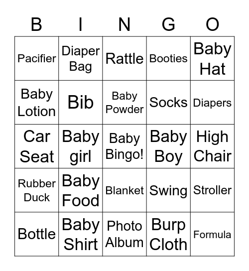 Baby Gender Reveal Bingo Card