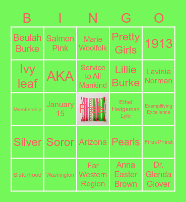 PJJ - All Things Pink & Green Bingo Card