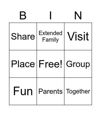 A World of Families Bingo Card