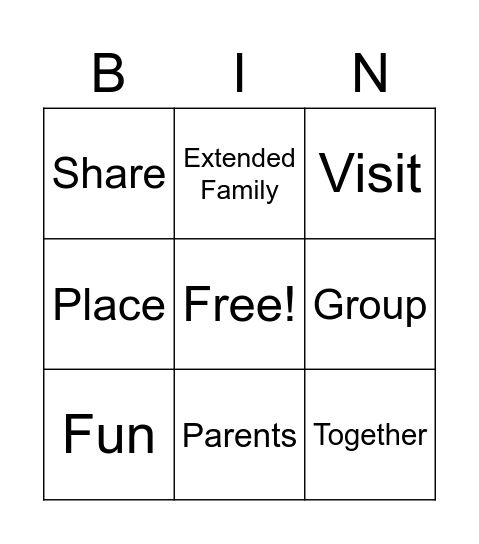 A World of Families Bingo Card